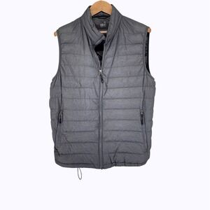 HEAT 32 Degrees Mens Large Puffer Vest Gray Zip Pockets Quilted Down Vest *Flaws